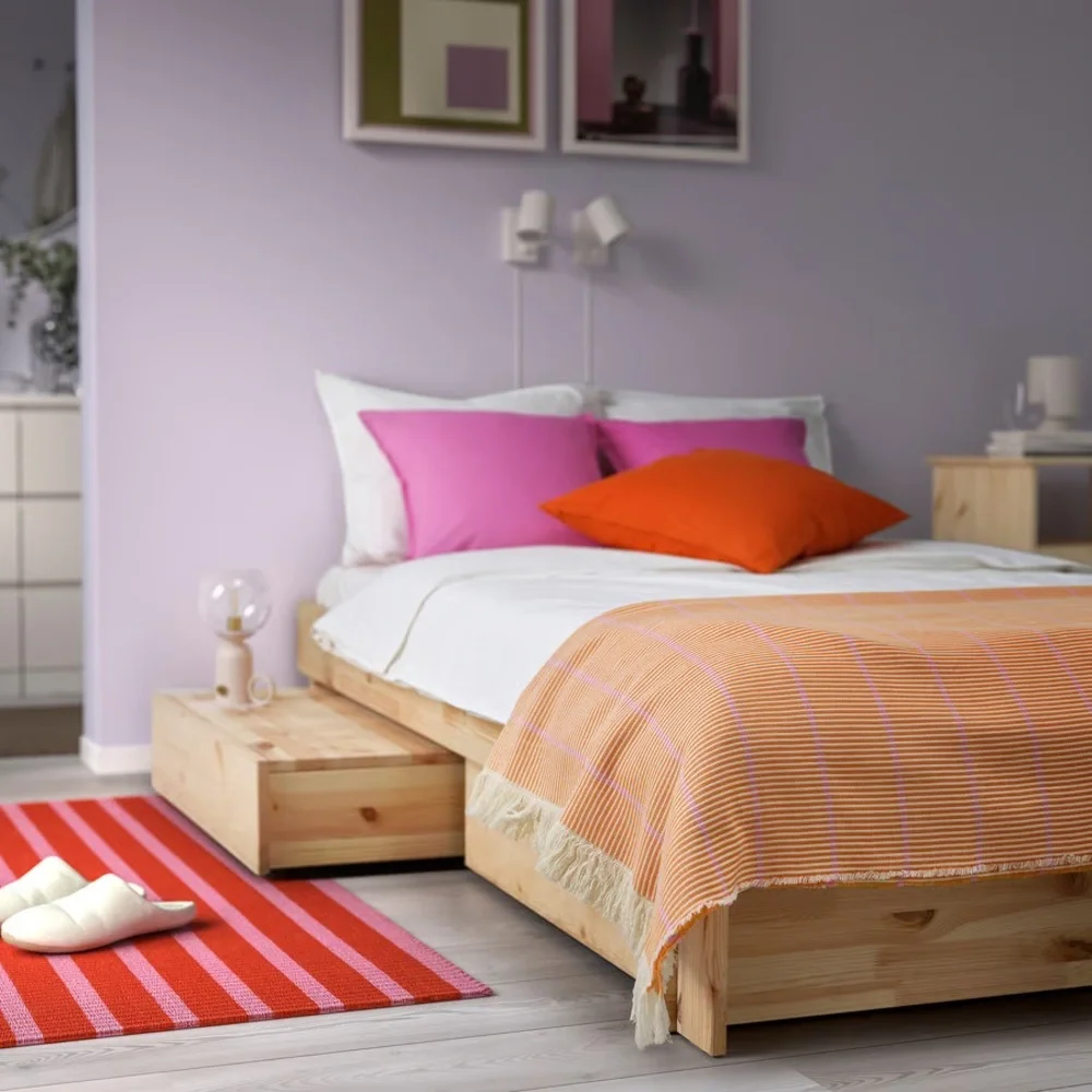 NWT IKEA Orange and Pink Striped Throw - 51” x 67”